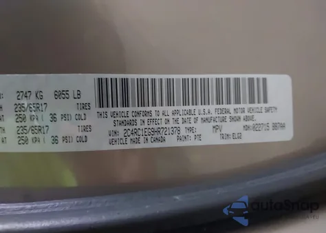 2017 Chrysler Pacifica Touring-L Plus from USA, damaged, VIN 2C4RC1EG9HR721378